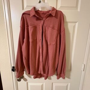 Aerie Waffle Knit Top in Coral